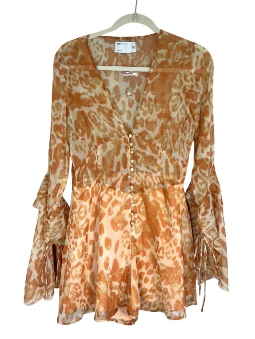 Colorful Animal Print Romper Orange 6 Boho Indie Festival Sheer Hippie Chic Glam